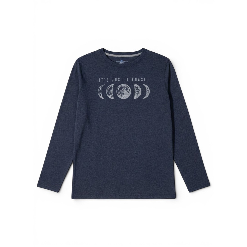 Thereabouts Graphic Long Sleeve T-Shirt Boys XL Navy Blue Moon Phase Astronomy